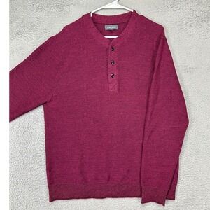 Bonobos Merino Wool Henley Sweater Adult XL Burgundy Purple Knit Slim‎ Fit Mens